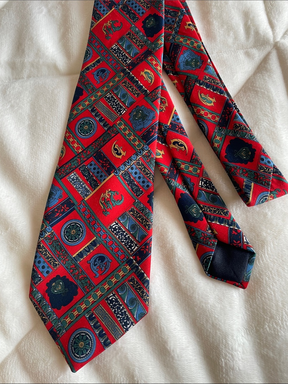 Vintage 1990’s Artesie France Paris Men's Patterned Tie Geometric Design Luxury